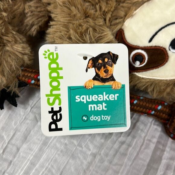 🏆HP🏆 PetShoppe Sloth Squeaker Mat Dog Toy White Brown Black White Ivory - Picture 8 of 13